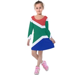 South Africa Flag Kids  Long Sleeve Velvet Dress by FlagGallery