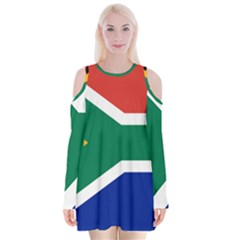 South Africa Flag Velvet Long Sleeve Shoulder Cutout Dress by FlagGallery