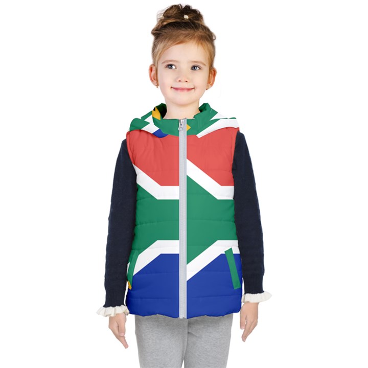 South Africa Flag Kids  Hooded Puffer Vest