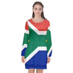 South Africa Flag Long Sleeve Chiffon Shift Dress  by FlagGallery