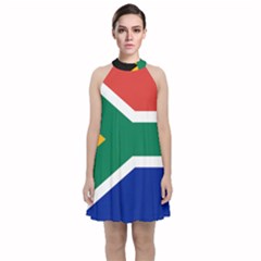 South Africa Flag Velvet Halter Neckline Dress  by FlagGallery