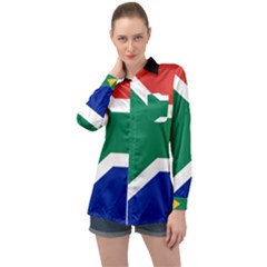 South Africa Flag Long Sleeve Satin Shirt