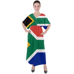 South Africa Flag V-neck Boho Style Maxi Dress by FlagGallery