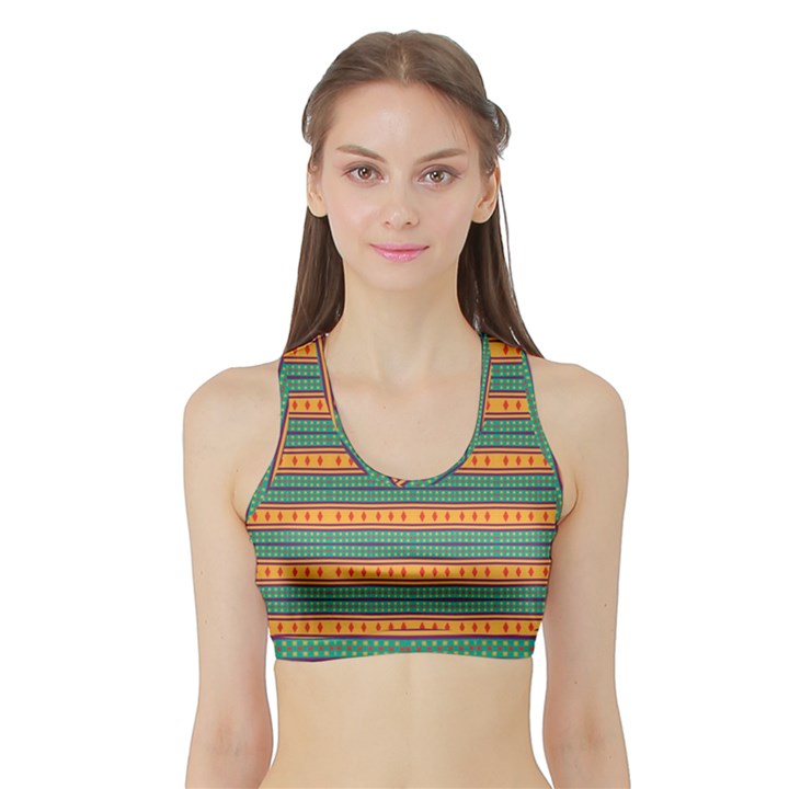 Background Texture Fabric Sports Bra with Border