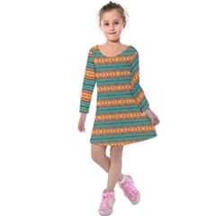 Background Texture Fabric Kids  Long Sleeve Velvet Dress