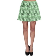 Pattern Texture Feet Dog Green Skater Skirt by HermanTelo