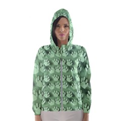 Pattern Texture Feet Dog Green Women s Hooded Windbreaker by HermanTelo