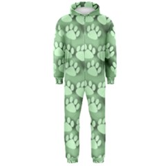 Pattern Texture Feet Dog Green Hooded Jumpsuit (men) 