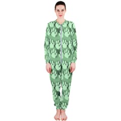 Pattern Texture Feet Dog Green Onepiece Jumpsuit (ladies) 