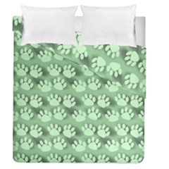 Pattern Texture Feet Dog Green Duvet Cover Double Side (queen Size)