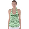 Pattern Texture Feet Dog Green Babydoll Tankini Top View1