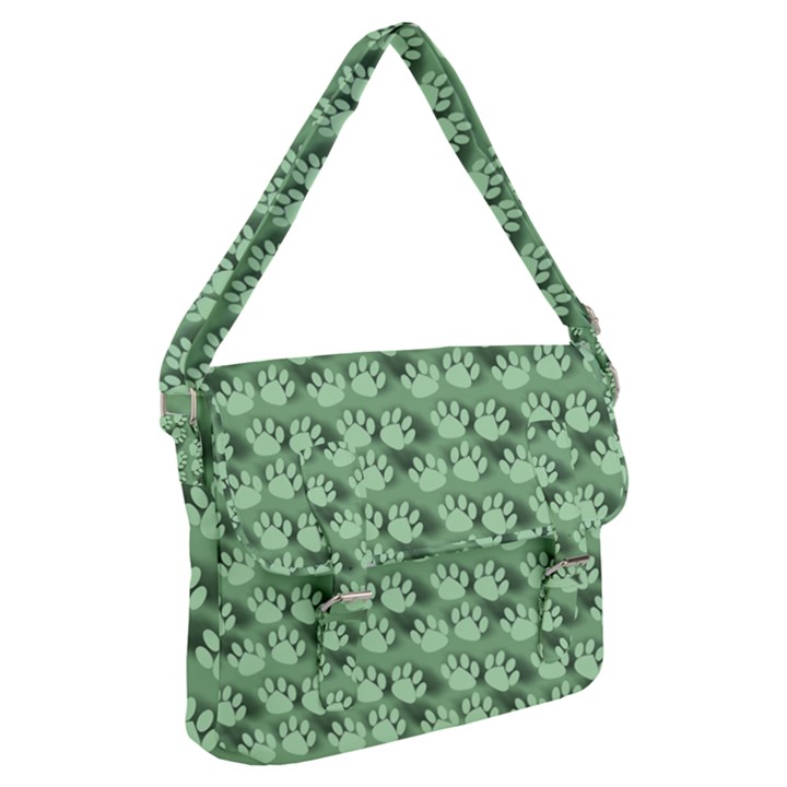 Pattern Texture Feet Dog Green Buckle Messenger Bag