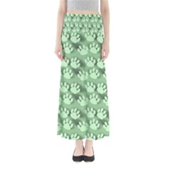 Pattern Texture Feet Dog Green Full Length Maxi Skirt by HermanTelo