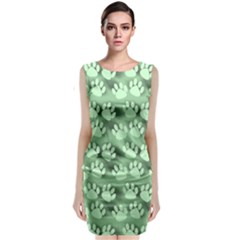 Pattern Texture Feet Dog Green Classic Sleeveless Midi Dress