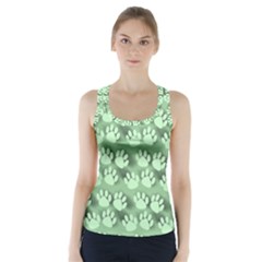 Pattern Texture Feet Dog Green Racer Back Sports Top