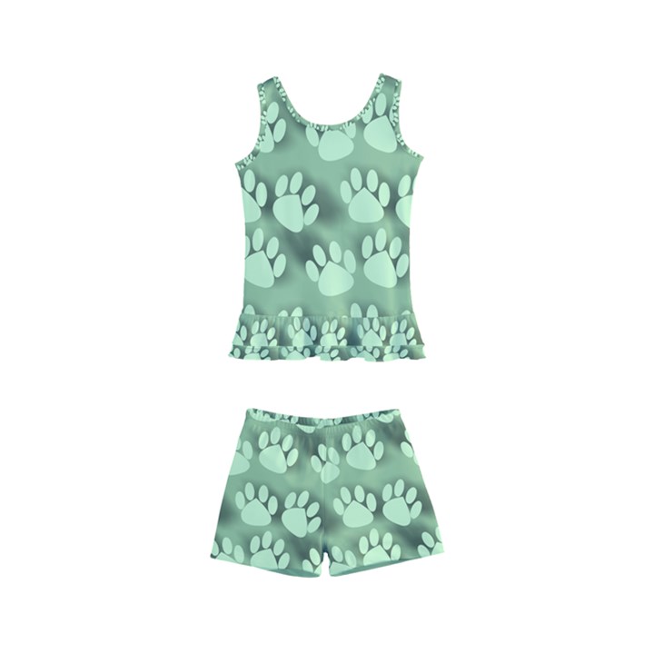 Pattern Texture Feet Dog Green Kids  Boyleg Swimsuit