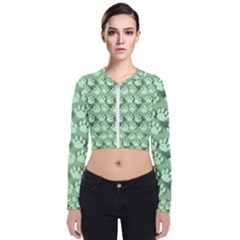 Pattern Texture Feet Dog Green Long Sleeve Zip Up Bomber Jacket by HermanTelo