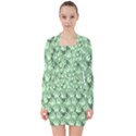 Pattern Texture Feet Dog Green V-neck Bodycon Long Sleeve Dress View1