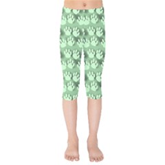 Pattern Texture Feet Dog Green Kids  Capri Leggings 