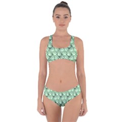 Pattern Texture Feet Dog Green Criss Cross Bikini Set