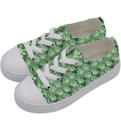 Pattern Texture Feet Dog Green Kids  Low Top Canvas Sneakers by HermanTelo