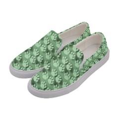 Pattern Texture Feet Dog Green Women s Canvas Slip Ons