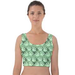 Pattern Texture Feet Dog Green Velvet Crop Top