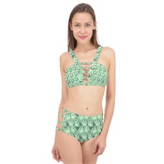 Pattern Texture Feet Dog Green Cage Up Bikini Set