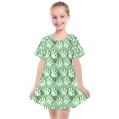 Pattern Texture Feet Dog Green Kids  Smock Dress