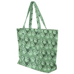 Pattern Texture Feet Dog Green Zip Up Canvas Bag by HermanTelo