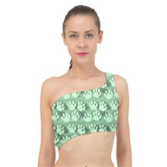 Pattern Texture Feet Dog Green Spliced Up Bikini Top  by HermanTelo