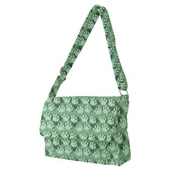 Pattern Texture Feet Dog Green Full Print Messenger Bag (m)