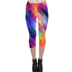 Abstract Background Colorful Pattern Capri Leggings 