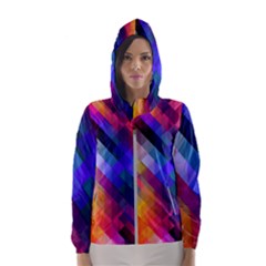 Abstract Background Colorful Pattern Women s Hooded Windbreaker