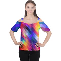 Abstract Background Colorful Pattern Cutout Shoulder Tee