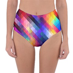 Abstract Background Colorful Pattern Reversible High-waist Bikini Bottoms by HermanTelo