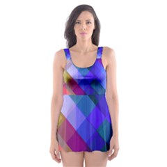 Abstract Background Colorful Pattern Skater Dress Swimsuit