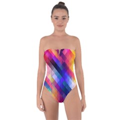 Abstract Background Colorful Pattern Tie Back One Piece Swimsuit