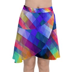 Abstract Background Colorful Pattern Chiffon Wrap Front Skirt