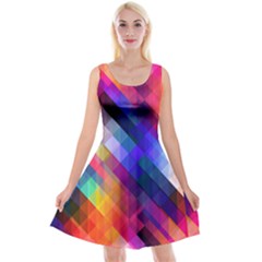 Abstract Background Colorful Pattern Reversible Velvet Sleeveless Dress