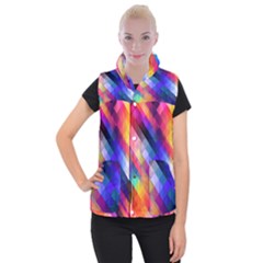 Abstract Background Colorful Pattern Women s Button Up Vest