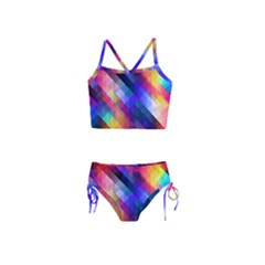 Abstract Background Colorful Pattern Girls  Tankini Swimsuit