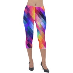 Abstract Background Colorful Pattern Lightweight Velour Capri Leggings  by HermanTelo