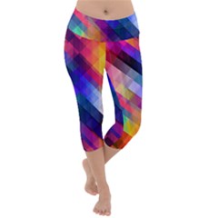 Abstract Background Colorful Pattern Lightweight Velour Capri Yoga Leggings by HermanTelo