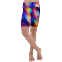 Abstract Background Colorful Pattern Kids  Lightweight Velour Cropped Yoga Leggings