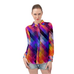 Abstract Background Colorful Pattern Long Sleeve Chiffon Shirt