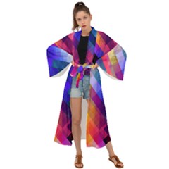 Abstract Background Colorful Pattern Maxi Kimono