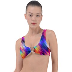 Abstract Background Colorful Pattern Ring Detail Bikini Top