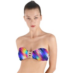 Abstract Background Colorful Pattern Twist Bandeau Bikini Top