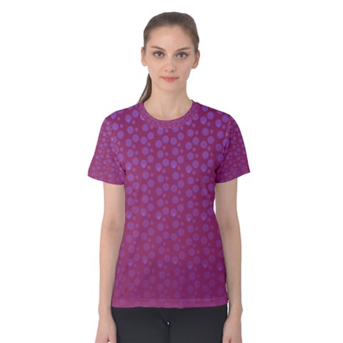 Background Polka Pattern Pink Women s Cotton Tee by HermanTelo